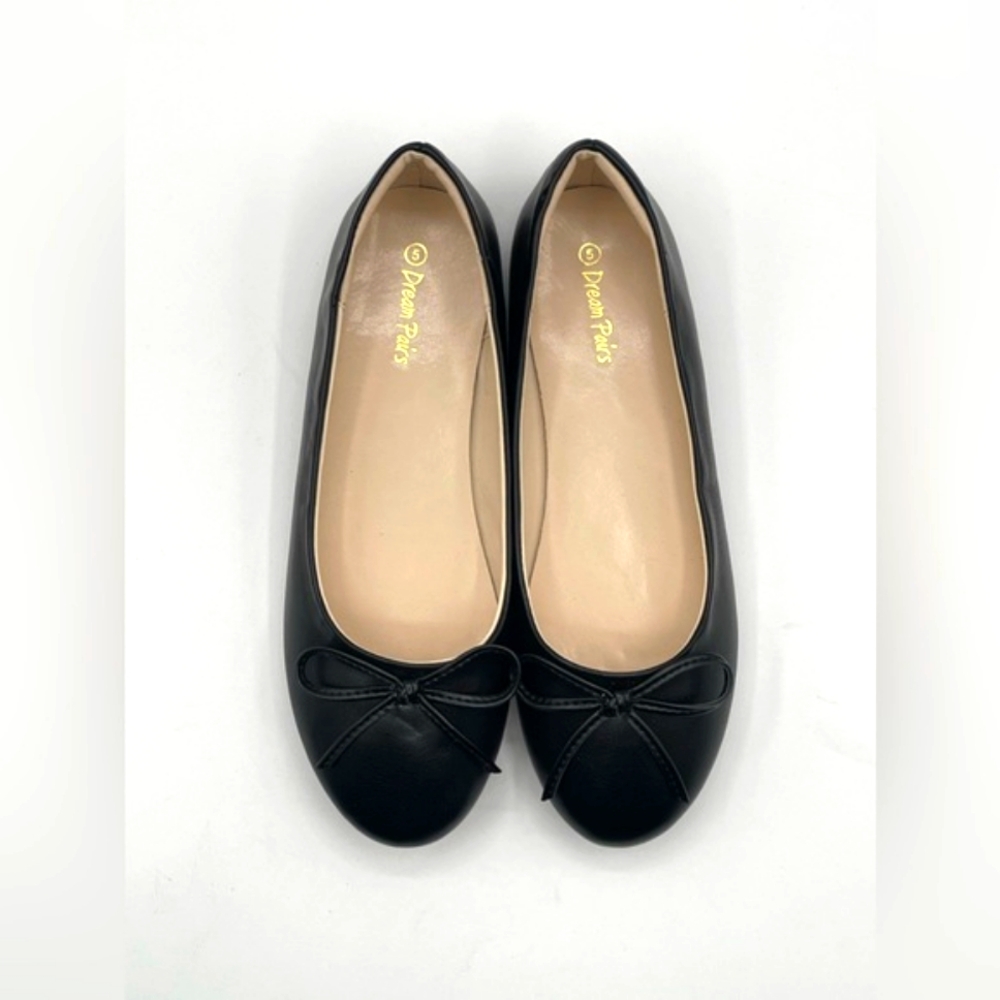 Dream Pair Women’s Sz 5 Ballet Flats Black With Thin Bow Tie